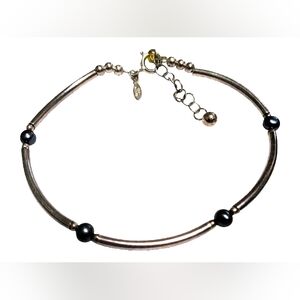 Vintage Avon Sterling Silver & Onyx 925 adjustable women's bracelet 7" +